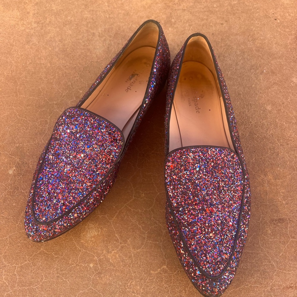 Kate Spade Calliope Purple Multi Glitter Loafers